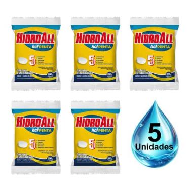 Imagem de Kit 5 Pastilhas p Piscinas Hidroall 5 em 1 Tratamento PiscinaPenta