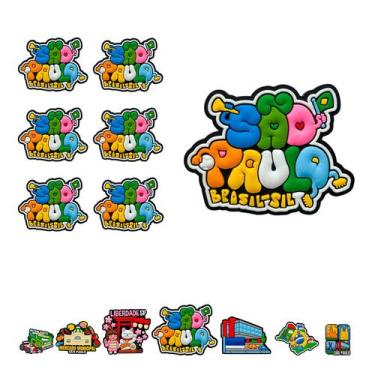 Imagem de 12 Imãs de Borracha Turismo Letreiro Grafia São Paulo Brasil - Portal 