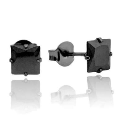 Imagem de Brinco Preto Masculino Quadrado Pedra Zirconia Banhado A Onix - Tropic