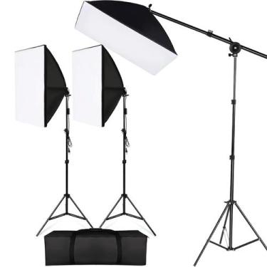 Imagem de Kit Iluminação Estúdio 2 Softbox 50X70 + 1 Softbox 40X40 Girafa - NEWc