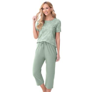 Imagem de Pijama Manga Curta com Calça Cropped em Algodão Verde - Zee Rucci, P