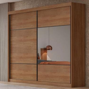 Imagem de Guarda-Roupa Casal Atlântica 2 Portas 8 Gavetas 100% Mdf com Espelho Cumaru - Pnr Móveis
