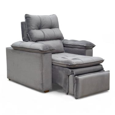 Imagem de Poltrona do Papai Reclinável Retrátil Bonari Veludo Cinza Prata - Loja Sheep