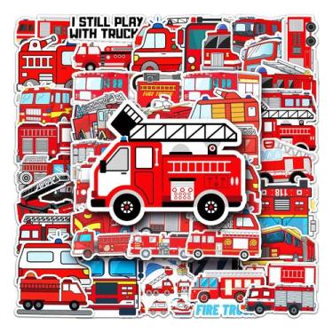 Imagem de Pacote de adesivos Fire Trucks Anime Waterproof Vinyl 50 unidades - yi