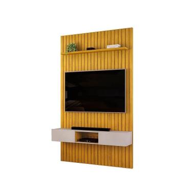 Imagem de Home Painel Ripado E Bancada Sala Para Tv De 60 Polegadas Trento Com Led Cedro Com Bali