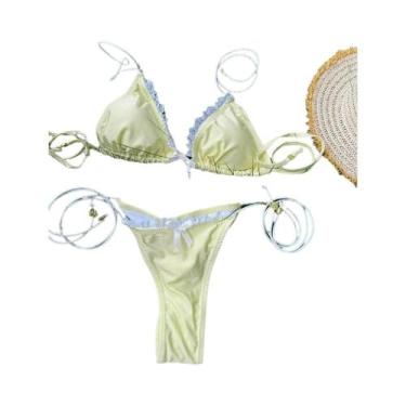 Imagem de Conjunto De Biquíni Sexy Com Estampa E Tiras Para Mulheres, Mini Maiô,