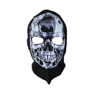 Imagem de Balaclava De Rosto Inteiro 100% Algodão Com Estampa De Caveira, Máscar