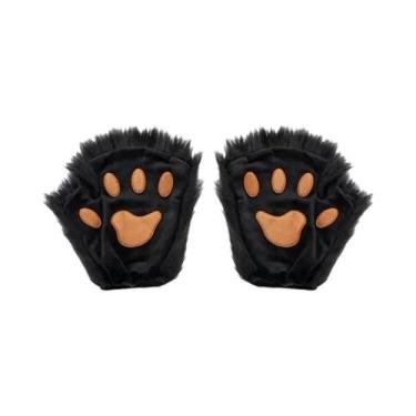 Imagem de Luvas Femininas De Inverno Quentes De Pelo Sintético Sem Dedos Com Pat