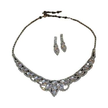 Imagem de Conjunto De Colar E Brincos De Cristal Brilhante Para Mulheres, Grande