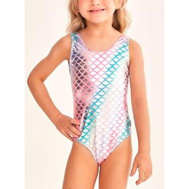 Imagem de Maiô Regata Pingo de Alegria 11255P Infantil Sereia Poliéster T. 04/10