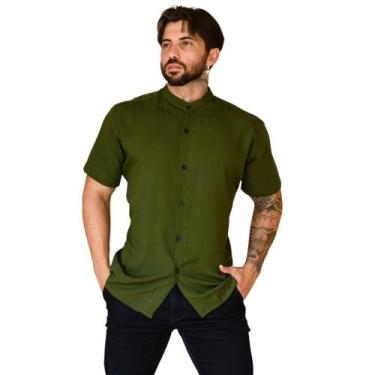 Imagem de Camisa Social Masculina Gola Padre Manga Curta Slim Fit - Mitchelgutto