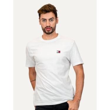 Imagem de Camiseta Tommy Jeans Masculina Regular Med Flag Badge Branca-Masculino