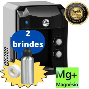 Imagem de Purificador água Gelada E Natural Alcalina Ozônio C- Magnésio Mg+ - Top Life Preto 110V