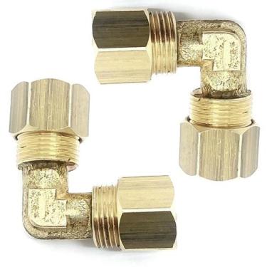 Imagem de Kit 2 Cotovelo Latao Compressão 1/4 X 1/4 Anilha Tubo Cobre - ALUMEGAS