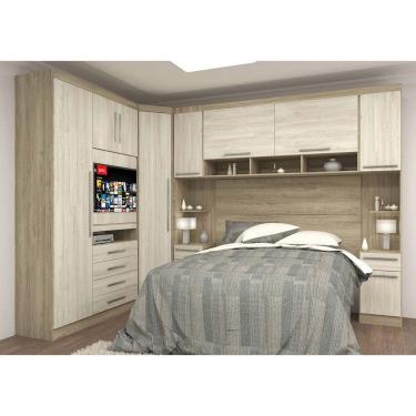 Imagem de Guarda Roupa Casal de Canto Master 10 Portas de Bater 4 Gavetas MDP Avelã Rústico-Ártico Rústico