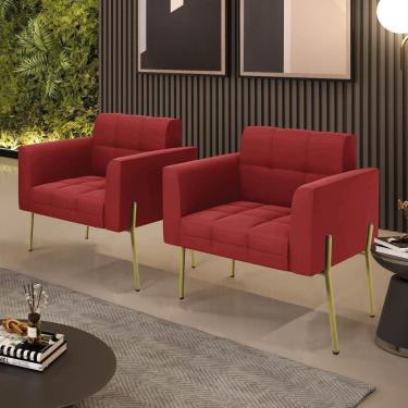 Imagem de Kit 2 Poltronas Elisa Sala Decorativa Veludo Marsala D03 D`Rossi