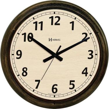 Imagem de Relógio De Parede Quartz Ouro Envelhecido Silencioso Herweg 6654 único