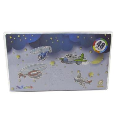 Imagem de Estojo escolar 48 pecas transparente estampa avião - EQP PRESENTES