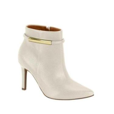 Imagem de Bota Vizzano Bico Fino Cano Curto Salto Fino Tira com Dourado Cor:;Tamanho:37;Gênero:Feminino-Feminino