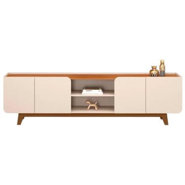 Imagem de Rack para Sala Bancada de Tv 75 Pol 220cm Collie D04 Off White/Freijó - Mpozenato