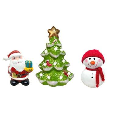 Imagem de Arvore Porta Vela Papai Noel e Boneco de Neve Trio de Natal - Decore C