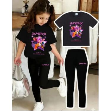 Imagem de Conjunto Infantil Huntrix Guerreiras Kpop Camiseta E Legging conjunto 