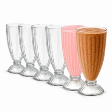 Imagem de Jogo de Copos Jogo 6 un Copo de Vidro 320ML Milk Shake Suco Sorvete para Sucos e Sorvetes em Vidro com Excelente