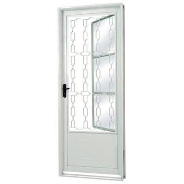 Imagem de Porta de Aço Postigo 215x85cm com Grade Elo Minas Sul Mgm Abertura Esq