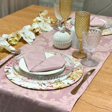 Imagem de Kit Mesa Posta Completo Varias Cores Rose Com Trilho Caminho De Mesa -
