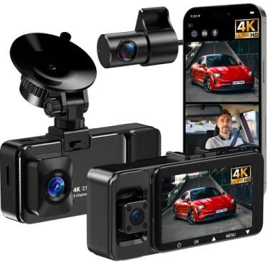 Imagem de Dash Cam LECTRUS 4K de 3 canais, frontal, interior, traseiro, WiFi 64G
