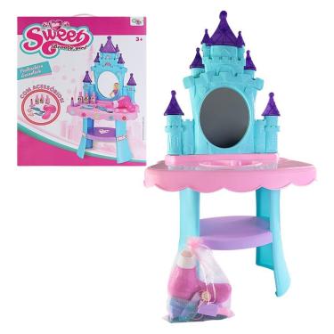 Imagem de Penteadeira Infantil Salão de Beleza com Espelho, Acessórios e Adesivos para Customizar...