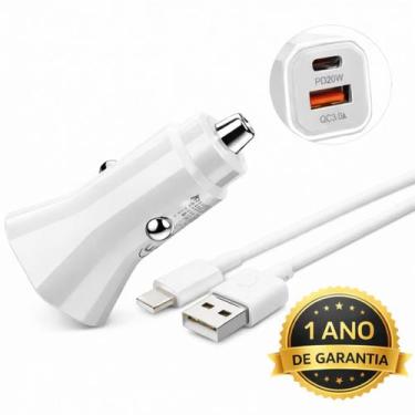 Imagem de Carregador Veicular Turbo Carregamento Rápido USB E USBC com Cabo Carr