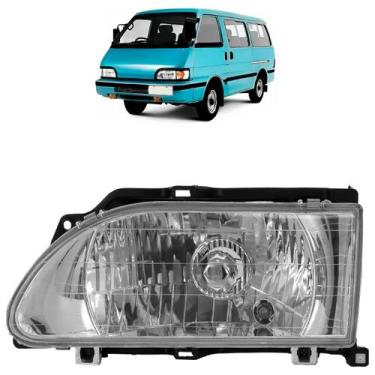 Imagem de Farol Dianteiro Besta 1996 1997 1998 Máscara Cromada Lente Lisa Acríli