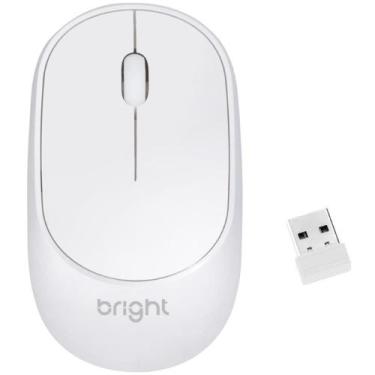 Imagem de Mouse óptico sem Fio 1000DPI 2,4GHZ USB 2.0 - Branco - BRIGHT