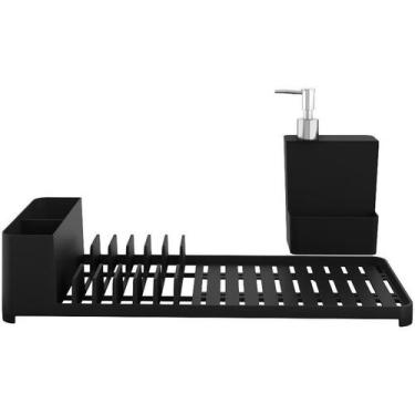 Imagem de Escorredor de Louça + Dispenser e Porta Talher Preto - Coza 10941/0008