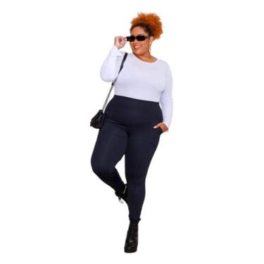 Imagem de Calça legging montaria plus size c. bolso cos alto poliamida - MIRAGEM