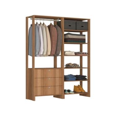 Imagem de Closet Modulado 2 Peças com 1 Cabideiro 3 Gavetas Yes - Nova Mobile, M