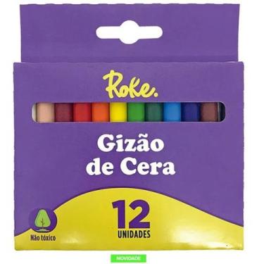 Imagem de Gizão de Cera ROKE - 12 Cores Não Tóxico - 6 Caixas de Bastões Macios
