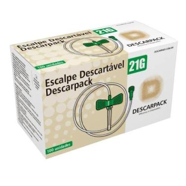 Imagem de Escalpe 21g verde caixa com 100 unidades - DESCARPACK