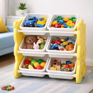 Imagem de Organizador Infantil 6 Gavetas Estante Porta Brinquedos Quarto Criança