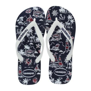 Imagem de Chinelo Havaianas Top Nautical Branco, B1, 0306 marinho, Mar, Bco, 39/
