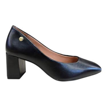 Imagem de Sapato Scarpin Feminino Vizzano Verniz Salto Bloco Bico Quadrado Casua