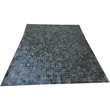 Imagem de Tapete de couro preto natural 2,00x2,50 com borda peça 5x5cm - Aneiart