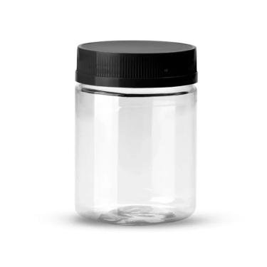 Imagem de Kit 30 Potes Multiuso Plástico 250ML G1525 com Tampa Preta para Armazenar Alimentos Galvanotek