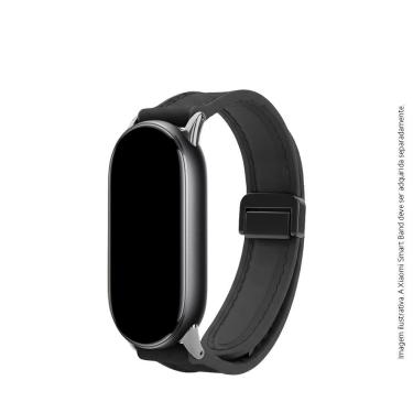 Imagem de Bracelete de Couro com Fecho Magnético para Xiaomi Smart Band 8 9 10 Ajustável Confortável Preto