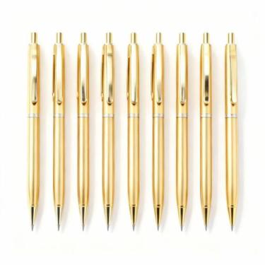 Imagem de Mini Canetas Esferográfica 10cm  Tinta Preta, Cor Dourada - A1, Kit 10