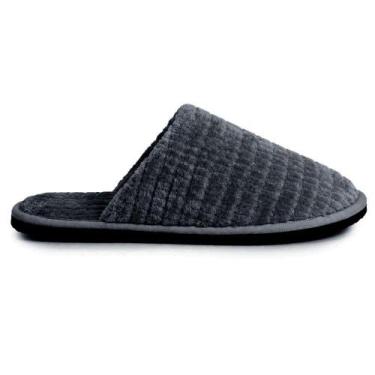 Imagem de Pantufa Masculina Maria Emilia Armento Quadrado Cinza - 7899 - Maria E