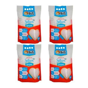 Imagem de 4 Areia Cristais De Sílica Grossa Great Pets Gatos 1,6kg