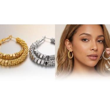 Imagem de Brincos Argola Femininos Banho Ouro ou Prata Aço Inox cor:ouro - MS CH