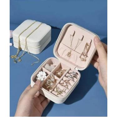 Imagem de Porta Joias Compacto Organizador de Acessórios Feminino Cor:Off White 